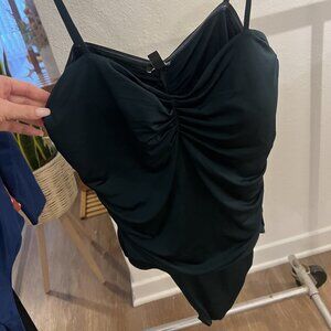 BODY CONTOUR SILKY RUCHED THONG BODYSUIT